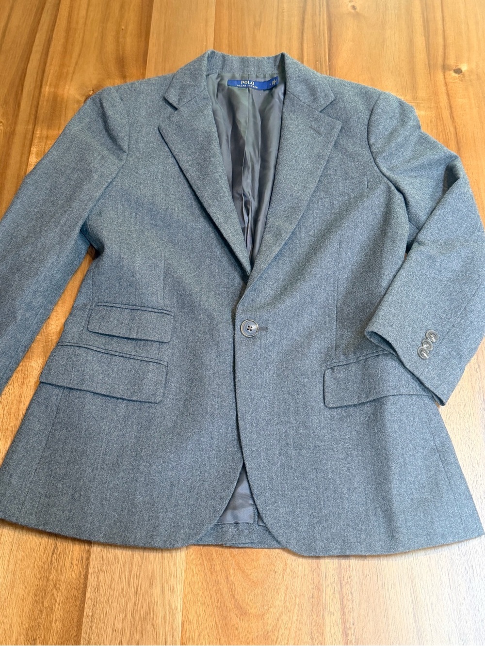 Polo Ralph Lauren Gray 100% Wool One Button Suit Blazer Jacket Women’s Sz 6